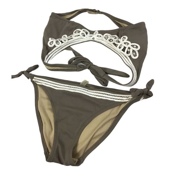 Victoria’s Secret Taupe W/White Lace Bikini Suit - Picture 6 of 10